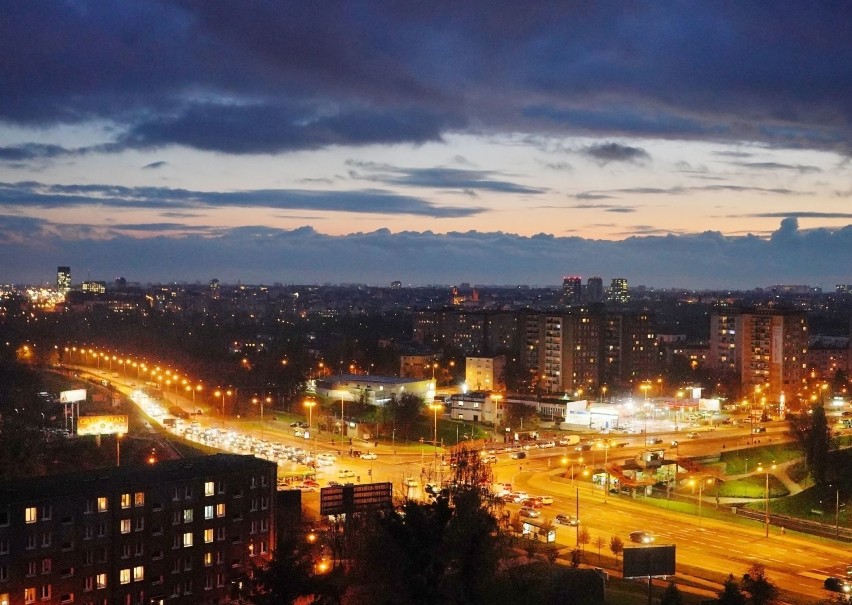 Poznań po zachodzie słońca