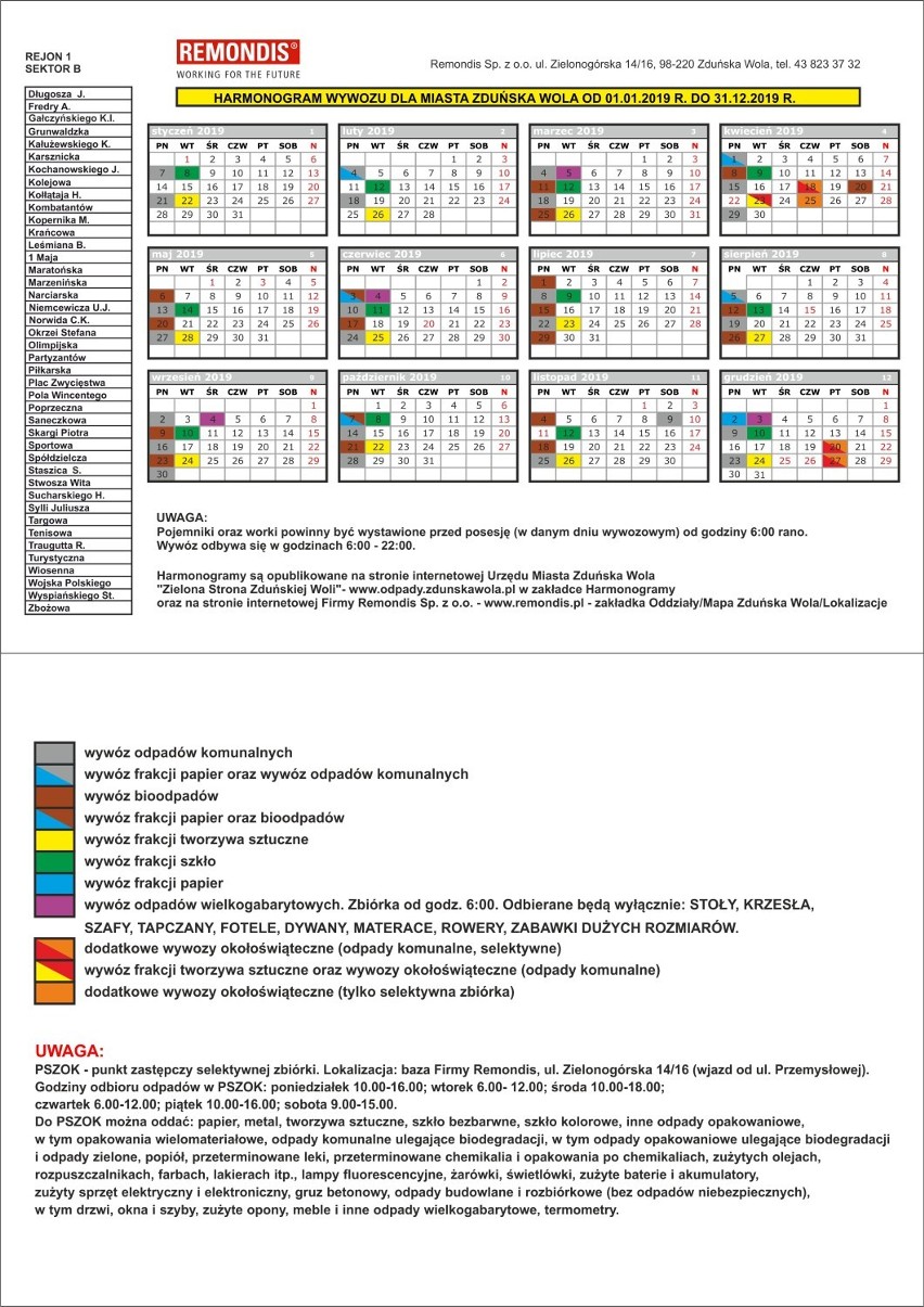 Terminy wywozu śmieci w Zduńskiej Woli na pierwsze półrocze 2019 [zobacz harmonogramy]