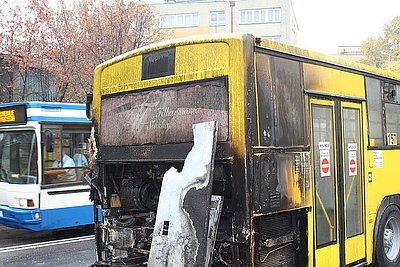 Pożar autobusu w Chorzowie przy ul. Czempiela