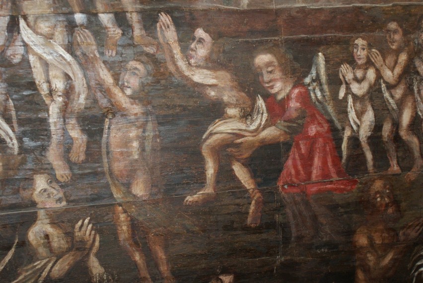 To jedno z wielu malowideł naściennych w kościele w Gąsawie....