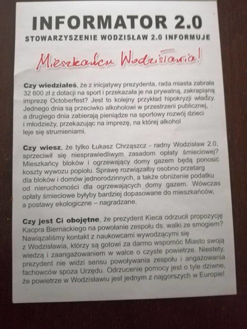 Ulotka stowarzyszenia Wodzisław 2.0