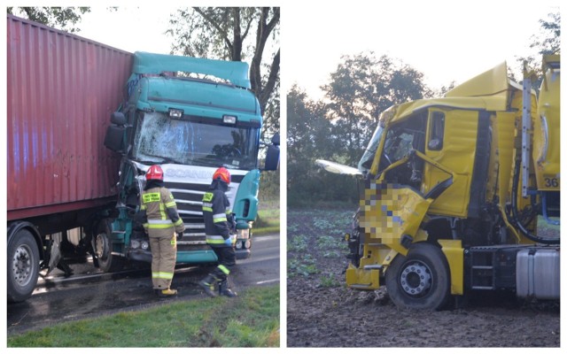 Dwie ciężarówki zderzyły się na drodze Lubraniec - Izbica Kujawska
