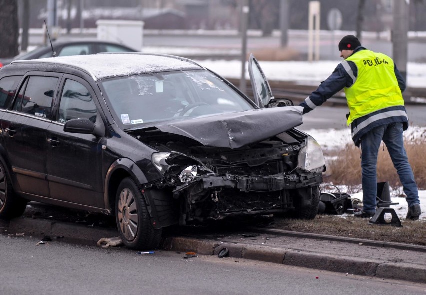 Wypadek na alei Zwycięstwa w Gdańsku 23.01.2018.