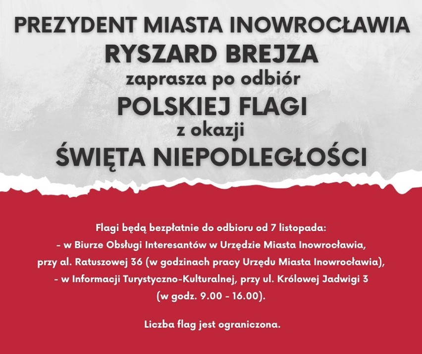 Flagi narodowe będzie można odbierać w Inowrocławiu od 7...