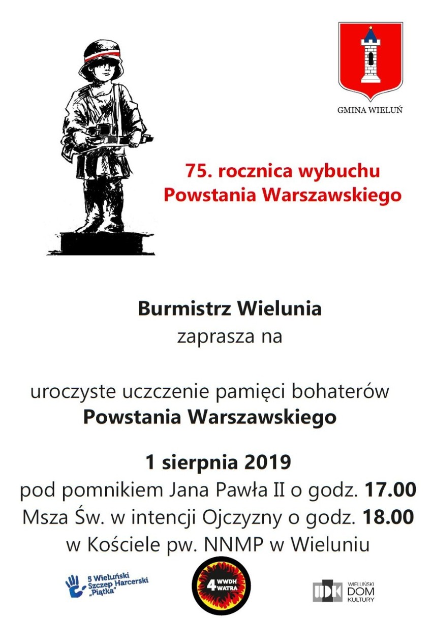 75. rocznica wybuchu Powstania Warszawskiego. Uroczystości w Wieluniu 