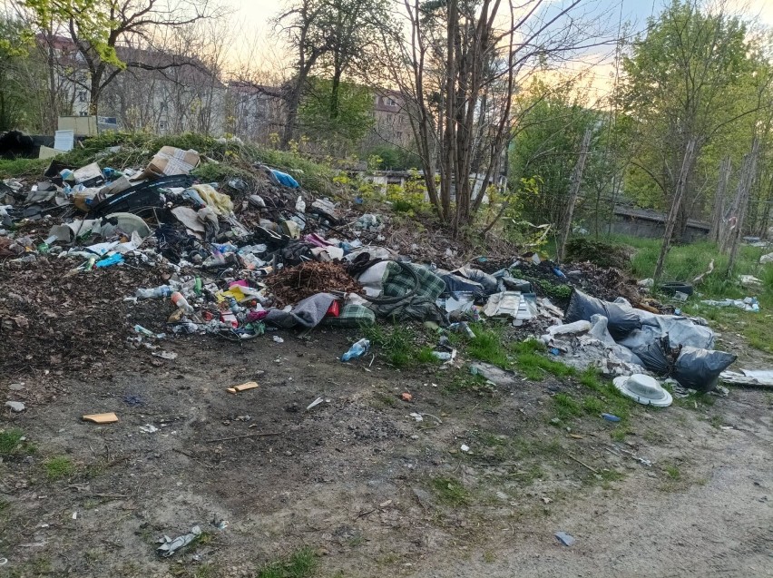 Sterta śmieci na ul. Leśnej/Wspólnej w Oleśnicy