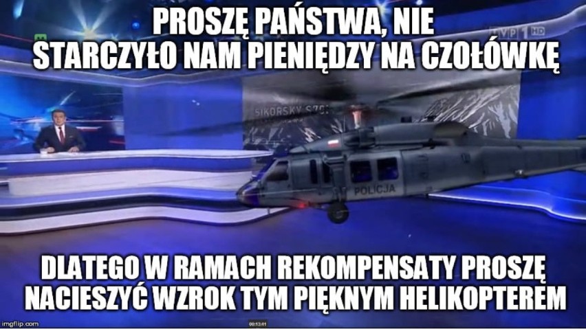 Helikopter w Wiadomościach TVP MEMY. Nowa odsłona i nowe...