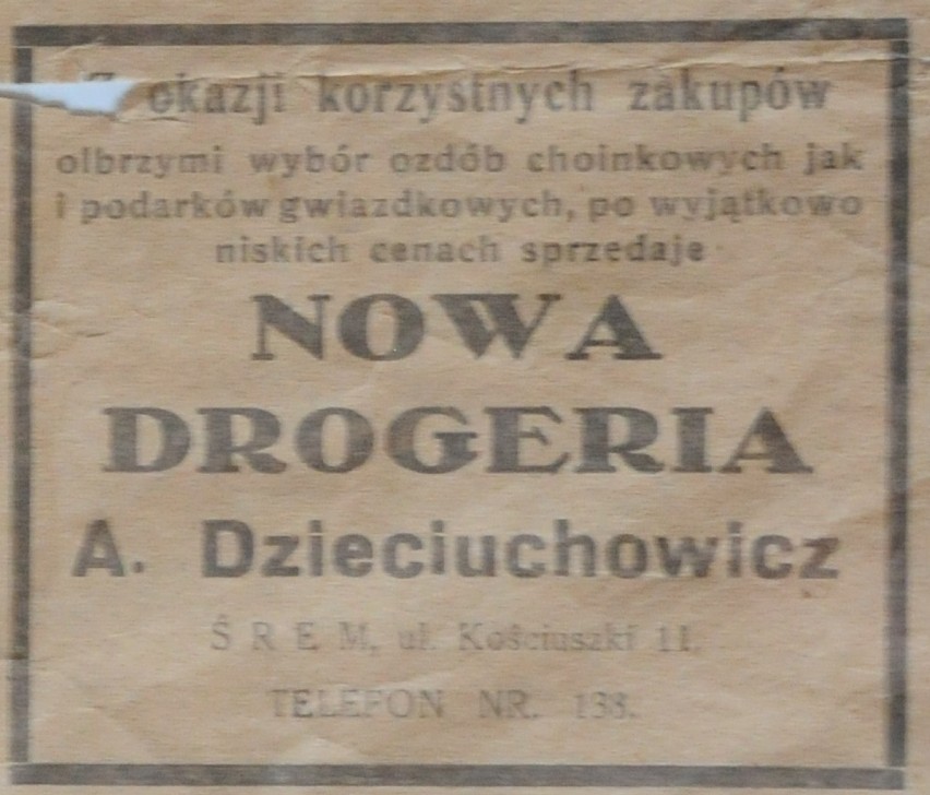 Stare reklamy prasowe z piśmie ze Śremu z 1936 roku