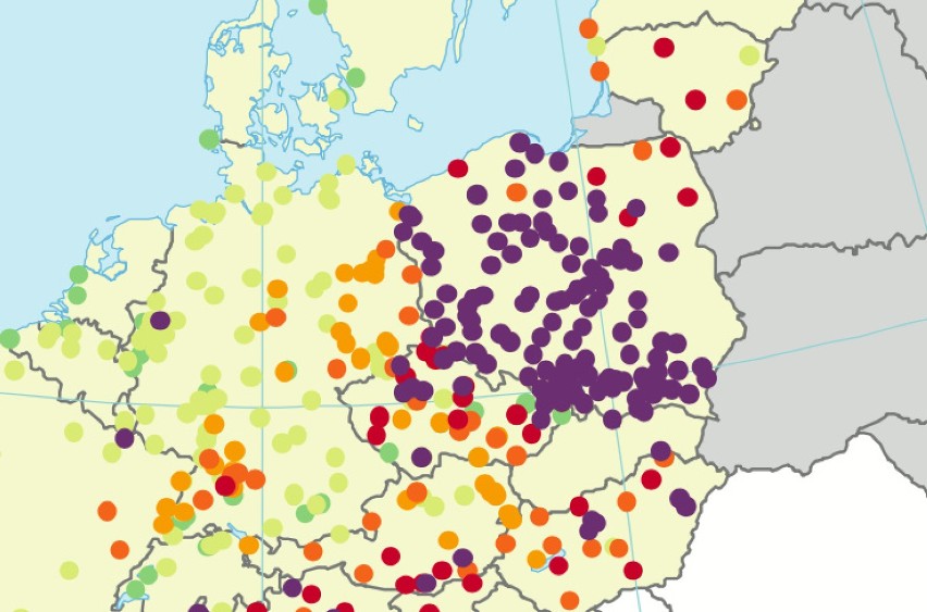 fot. Stężenie benzopirenu w Polsce wg raportu Europejskiej...