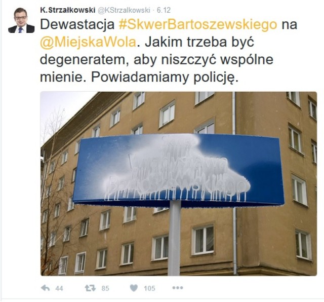 Skwer Bartoszewskiego zdewastowany tuż po otwarciu