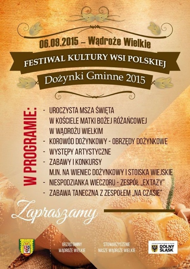 Plakat Dozynek Gminnych w Wądrożu Wielkim 2015