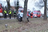 Wypadek w Janiszewie. 17-latek uderzył w drzewo, trzy osoby ranne. Potrzebny był helikopter LPR