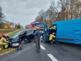 Wypadek pod Pabianicami. Auto w rowie, ranna kierująca. Lądował śmigłowiec LPR ZDJĘCIA