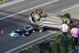 Wypadek w Buszkowie pod Koronowem. Dachował samochód