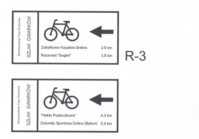 Na trasie pojawią się też takie znaki rowerowe