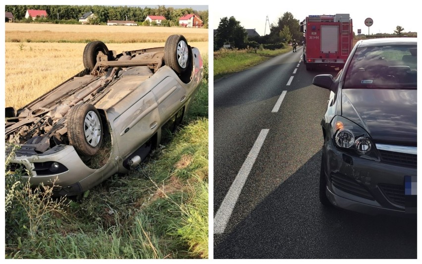 Renault po zderzenie z oplem dachował na terenie gminy...