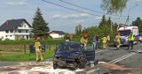 Wypadek z udziałem osobówki i auta firmy kurierskiej na DK 74 pod Wieluniem