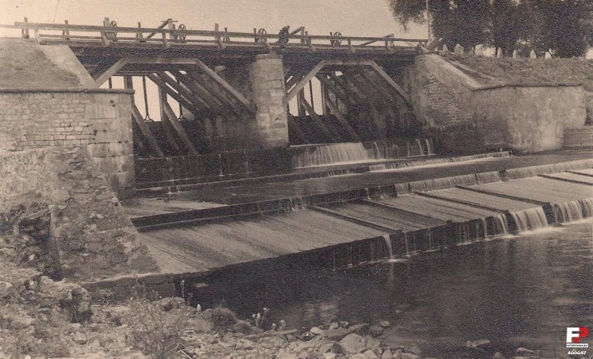 Jaz i most nad Kamienną w roku 1955.