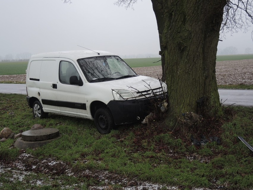 Mercedes koziołkował, citroen uderzył w drzewo 