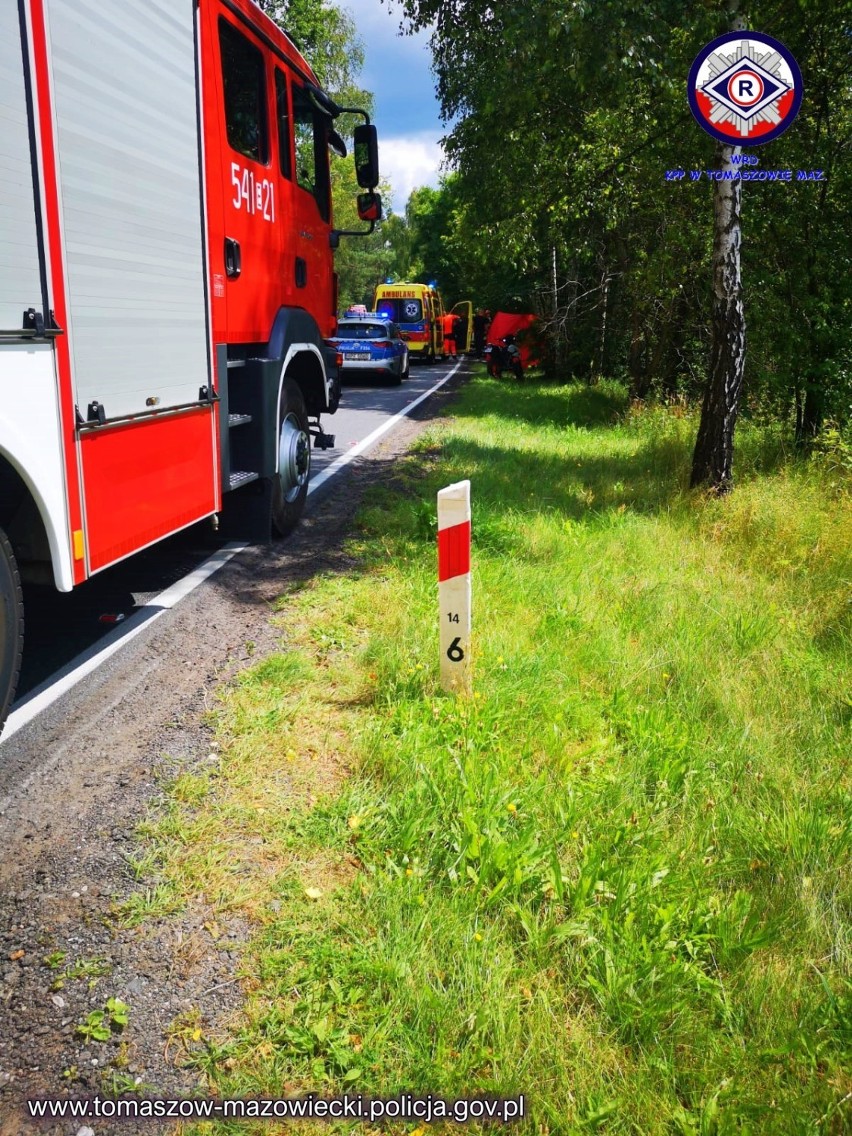Tragiczny wypadek motocyklisty na drodze krajowej nr 48 koło miejscowości Teofilów [ZDJĘCIA]