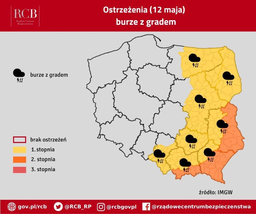 Burze z gradem w woj. śląskim - jest ostrzeżenie [12.05.2022]. Sprawdź gdzie jest burza [MAPA online]