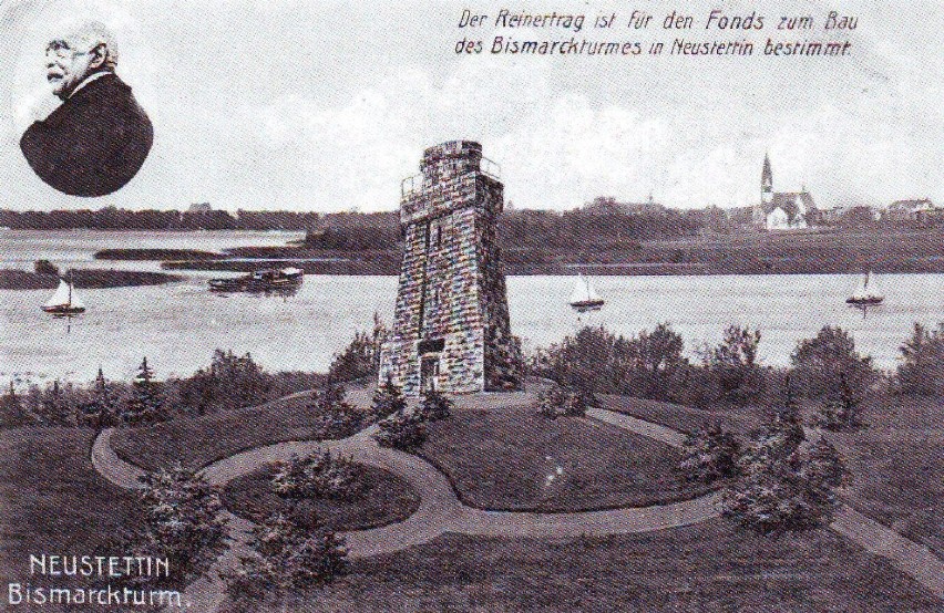 Fotomontaż okolic wieży Bismarcka sprzed ponad 100 lat,...