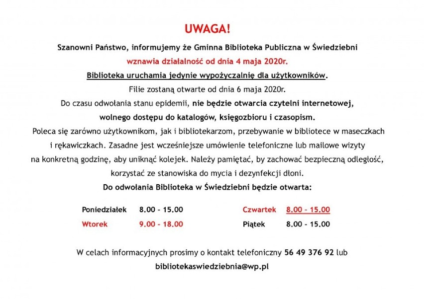 Biblioteki, muzea, orliki - mogą być ponownie otwarte. Jak to wygląda w powiecie brodnickim? 