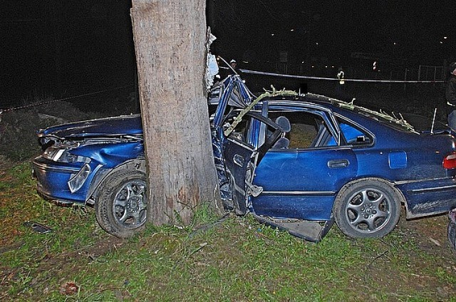 Wypadek w Kidałowicach. Honda uderzyła w drzewo