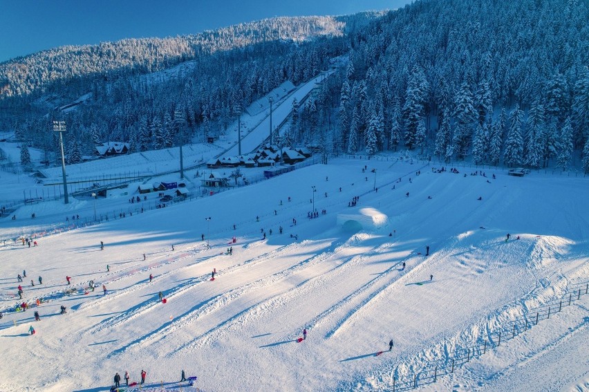 To kompleks torów saneczkowych w Snowlandii. Tory są...