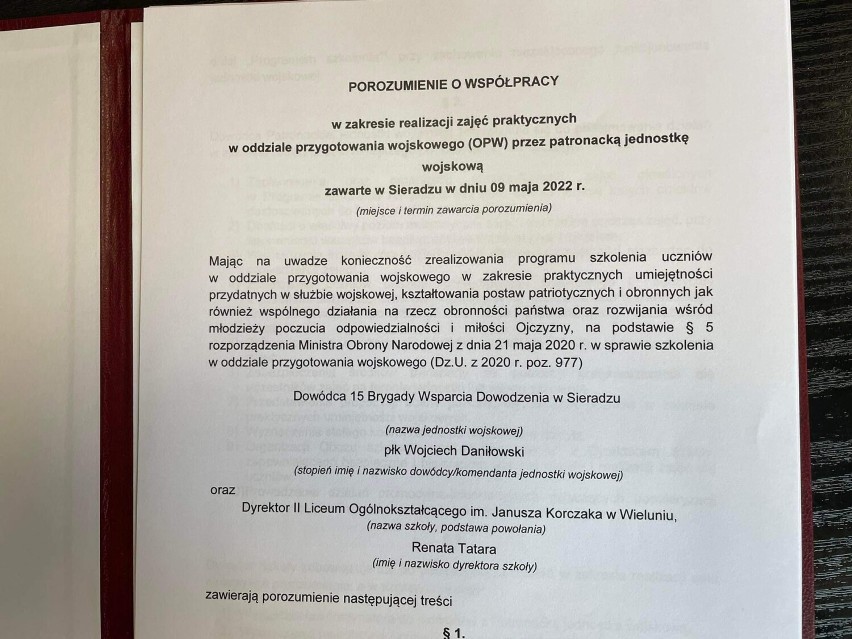 Klasa wojskowa w II LO w Wieluniu. Szkoła będzie współpracować z sieradzką jednostką wojskową oraz Akademią Sztuki Wojennej