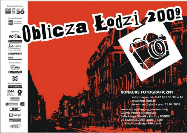 Plakat XIII konkursu Fotograficznego &quot;Oblicza Łodzi 2009&quot;