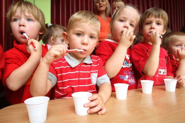 Dzieci z Przedszkola Samorządowego numer 19 w Kielcach z myciem zębów nie mieli żadnych problemów.