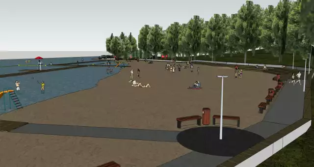 Ośrodek Wypoczynkowy Mierzyn. Tak już w tym roku (przed sezonem) ma wyglądać plaża nad jeziorem Mierzyńskim.