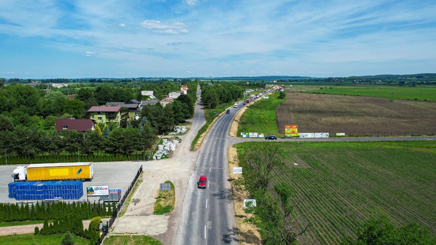 Przebudowa DK 28 Przemyśl - Medyka na zdjęciach z drona.