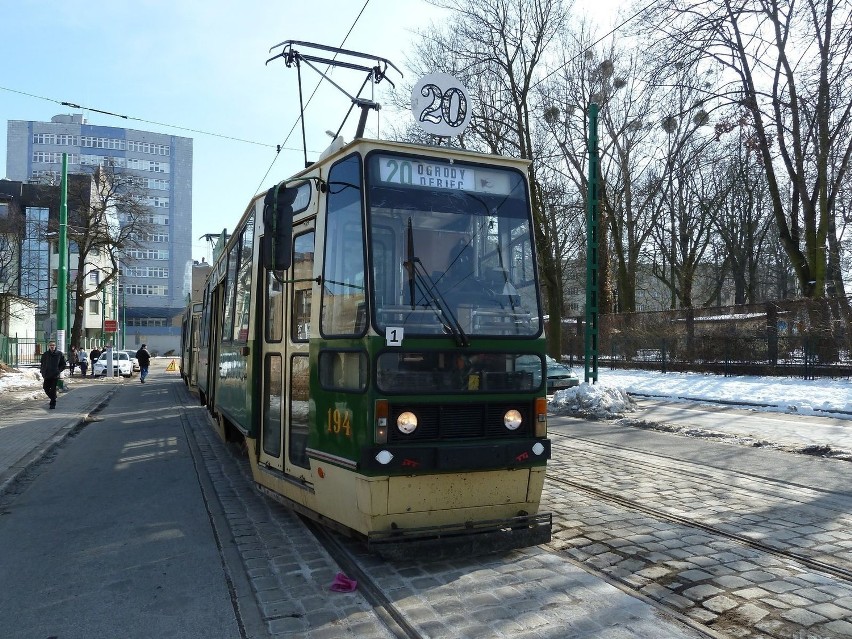 Wśród prezentowanych tramwajów na ulicy Zwierzynieckiej...