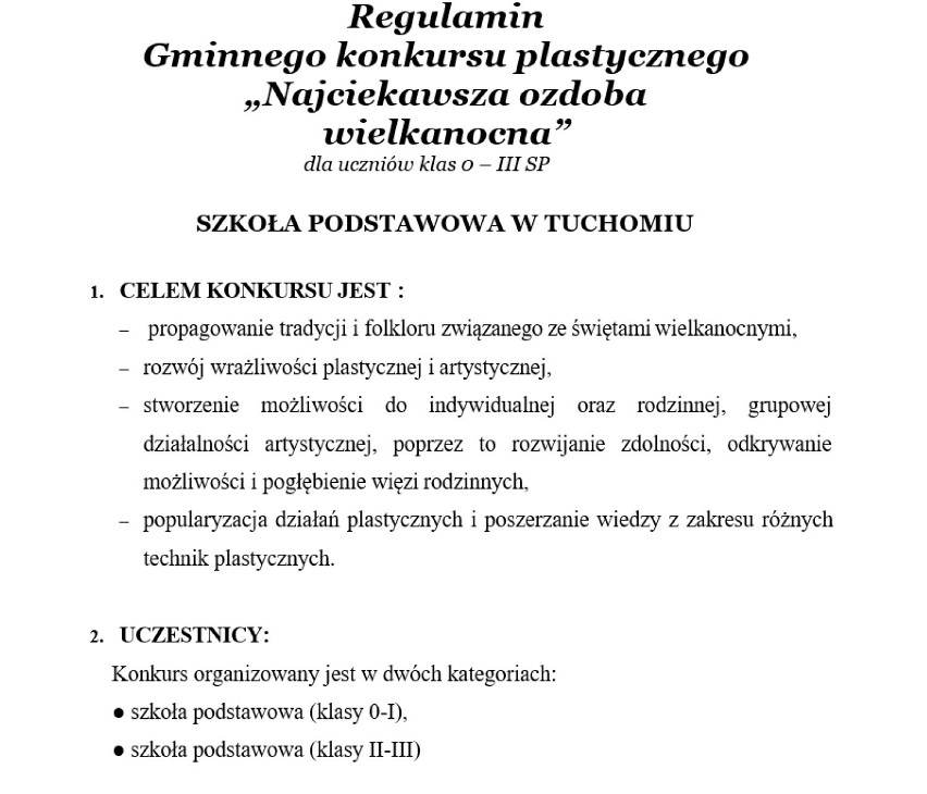 Wielkanoc 2021. Szkoła w Tuchomiu zaprasza do udziału w konkursie plastycznym