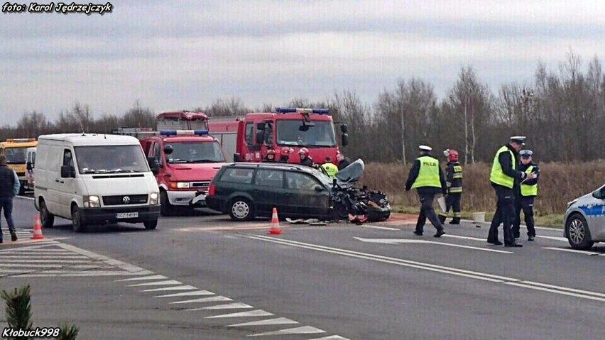 Kłobuck: Wypadek na DK43. Jedna osoba ranna [FOTO]