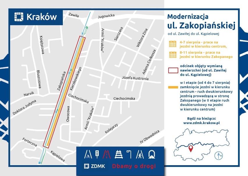 Kraków. Utrudnienia na Zakopiańskiej zbiegną się z pracami na rondzie Matecznego