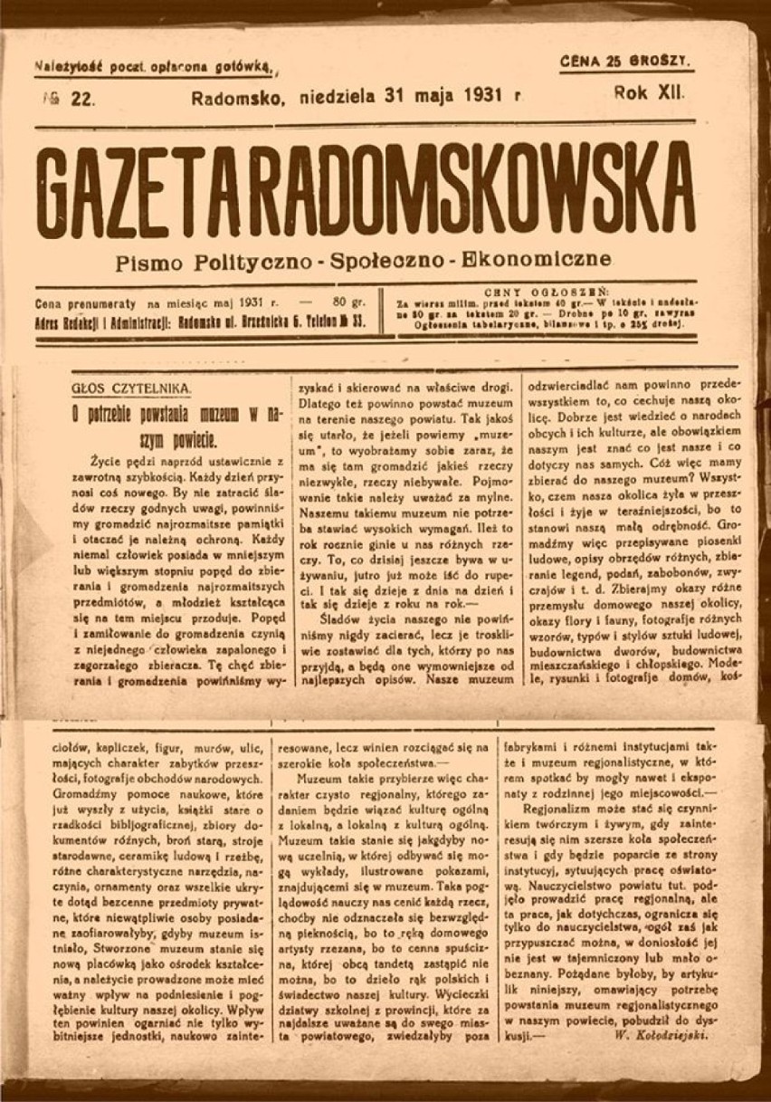 Jubileusz 50-lecia Muzeum Regionalnego w Radomsku. Pracownicy zapraszają na wirtualną podróż w czasie