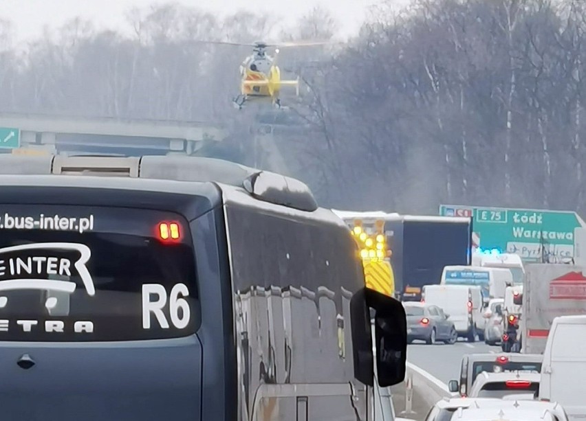 Wypadek na autostradzie A4 w Mysłowicach