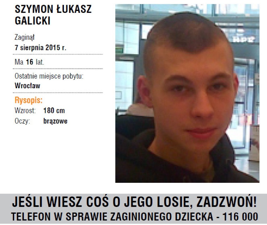 Zaginął 16-letni Szymon Galicki. Może go widziałeś? (FOTO)