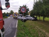 Kolizja w Kobylance na wysokości Żelaznego Krzyża. Dwa auta osobowe w rowie, na miejscu służby ratunkowe [ZDJĘCIA]