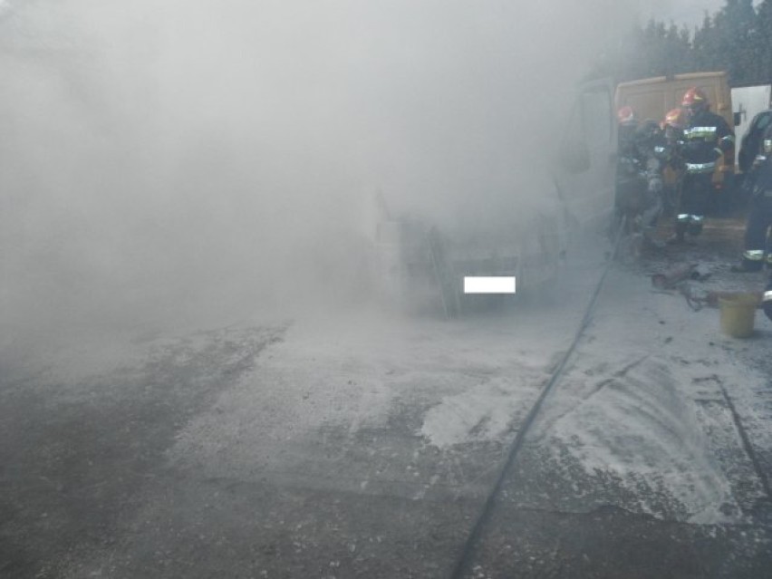 Pożar samochodu dostawczego w Lublińcu 25.02.2019.