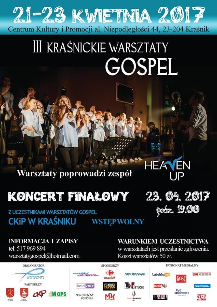 Plakat promujący tegoroczne Warsztaty Gospel