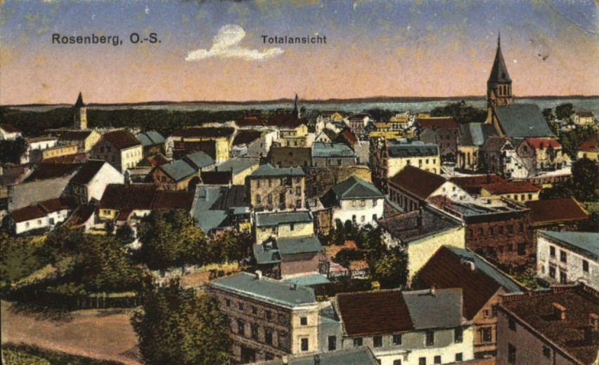 Olesno przed wojną w kolorze. Rok 1923. Panorama miasta.
