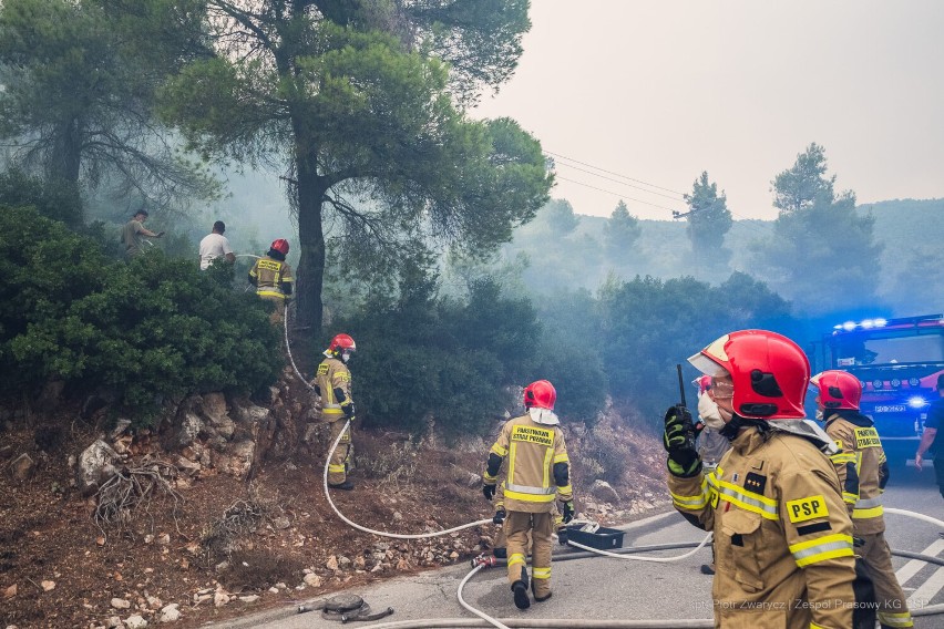 Polscy strażacy gaszą pożary lasów w Grecji