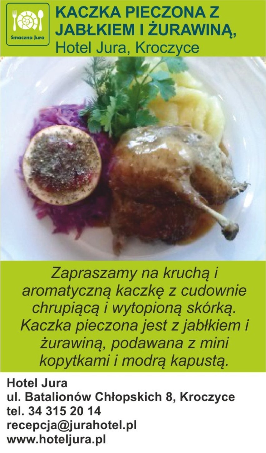 Kaczka pieczona z jabłkiem i żurawiną
Hotel Jura, Kroczyce