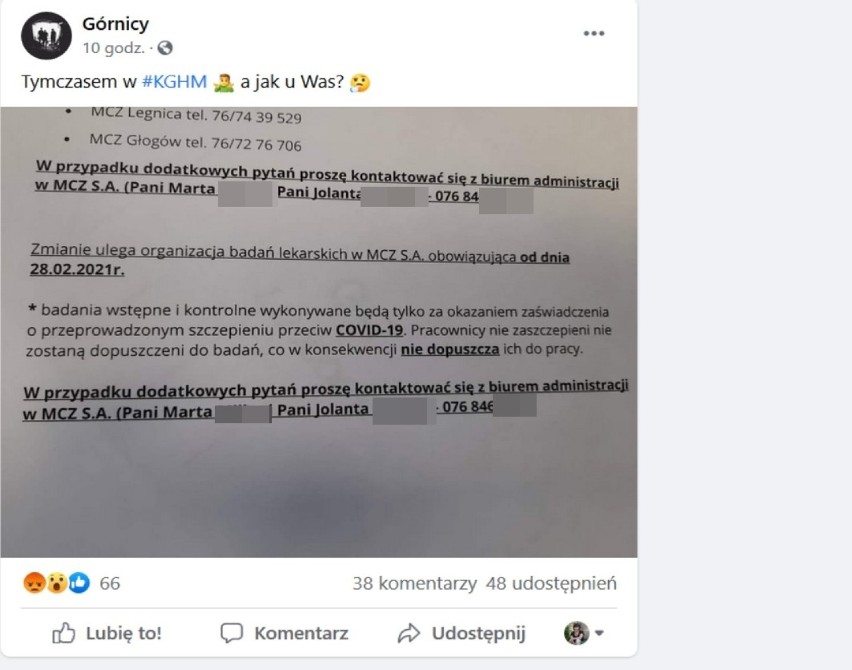 Komunikat, który miał wisieć na drzwiach przychodni MCZ....