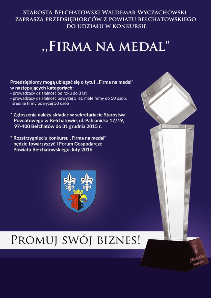 Bełchatów. Firma na medal - startuje dziewiąta edycja. Będzie też forum gospodarcze