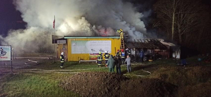 Dziewięć zastępów straży pożarnej gasiło pożar w Tyczynie. Zapaliło się centrum sprzętu ogrodniczego [ZDJĘCIA]